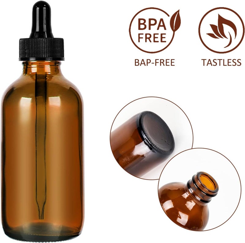 CycleMore 16 Pack (120 ml) 4 oz Amber Glass Boston Bottles with Glass Eye Droppers, Dropper Bottles for Essential Oils & Lab Chemicals & More Liquids Ideal for Mom & Friends - Image 3